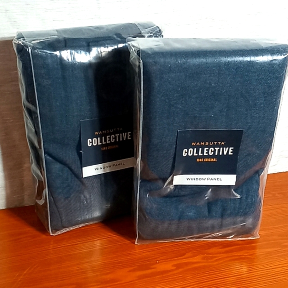 Wamsutta collective navy blue curtain panel x2